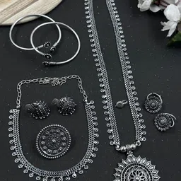 NAMAN ARTS Silver-Plated Oxidised Jewellery Set-picture-27