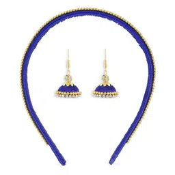 AKSHARA Girls Blue Set of 2 Beaded Hairband & A Pair of Earrings-image-11