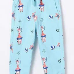 Juniors by Lifestyle Kids Sky Blue Cotton Printed Trackpants-image-17