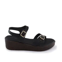 Rocia by Regal Women's Black Ankle Strap Wedges image 2