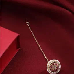 Anouk Gold Plated Kundan Borla Maang Tika-picture-35