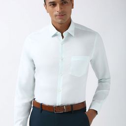 Peter England Men Classic Spread Collar Solid Cotton Formal Shirt-picture-5