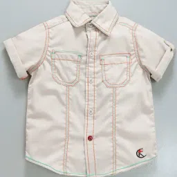 Kiddopanti Kids Beige Solid Shirt-image-2