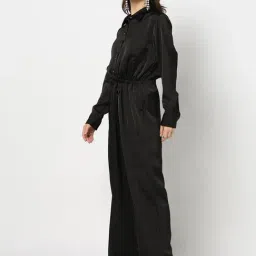 GAP Black Polyester Solid Long Sleeves Jumpsuit image 4