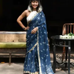 Suta Blue Printed Saree-picture-32