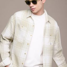 WROGN Self Checked Pure Cotton Oversized Casual Shirt-picture-10