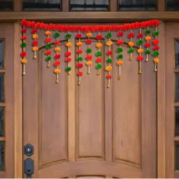 eCraftIndia Multicolor Woolen Pom Pom Handmade Toran For Door Entrance Home Mandir-picture-19