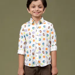Tales & Stories Rayon Full Sleeves Football Printed Shirt - Off White-picture-19