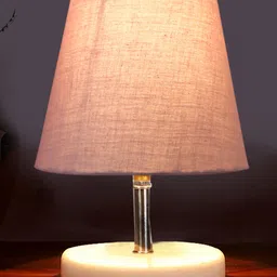 Devansh Grey cotton Round Wood white Table Lamp-picture-20