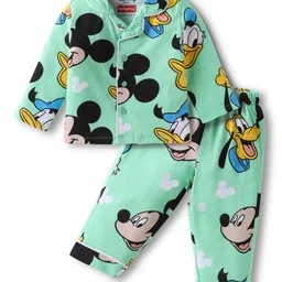 Babyhug Disney Single Jersey Knit Full Sleeves Night Suit With Mickey Mouse Family Print - Sea Green-picture-31