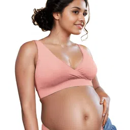 &Circus Sleeveless Solid Padded Maternity Nursing Bra - Peach-picture-10