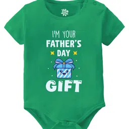 Baby Buzz 100% Cotton Fathers Day Theme Half Sleeves I M Your Fathers Day Gift Text Printed Onesie - Green-picture-19