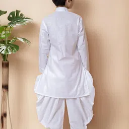 HUMAN CHOICE Boys White Embroidered Regular Sequins Work Cotton Kurta with Patiala image 5
