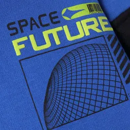 Pine Kids Cotton Knit Full Sleeves Sweatshirt with Text Print & Kangaroo Pockets - Blue image 3