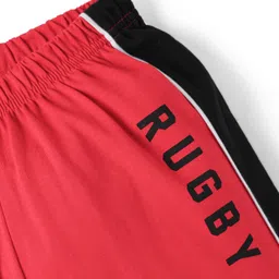 Taeko Single Jersey Knit Shorts With Text Print - Red image 3