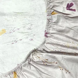 Pure Decor Ruby Purple Printed Pure Cotton 350TC Fitted King Bedsheet Set-1.82 mx 1.93 m image 4