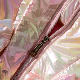 Babyoye Woven Full Sleeves Solid Ombre Dyed Hooded Padded Jacket - Pink image 5