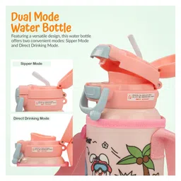 BAYBEE Hydro 2 in 1 Kids Sipper Water Bottle with Straw | BPA Free Stainless Steel Flask with Carry Strap for School, Travel | Leak Proof with Dual Mode | Baby Sipper Bottle for Kids (500ml, Pink) image 5