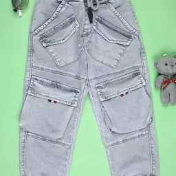 V-Mart Boys Regular Fit Mid-Rise Light Fade Stretchable Cargo Styles Jeans-image-85
