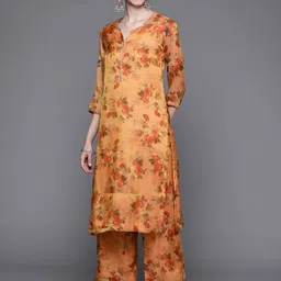 Biba Women Peach-Coloured Floral Printed Kurta with Palazzos-image-65