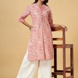 Rangmanch by Pantaloons Pink Cotton Printed Straight Kurta image 4