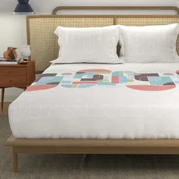 Urban Space Divine Binary Peach Cotton 144 TC Bedsheet With 2 Pillow Cover image 4