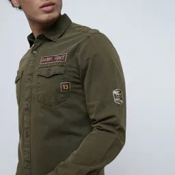 Produkt By Jack & Jones Green Cotton Slim Fit Shirt image 4