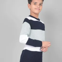 Crimsoune Club Kids Multicolor Color Block Full Sleeves Sweater image 4