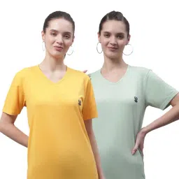 Vimal Jonney Yellow & Pista Green Cotton Logo T-Shirt - Pack Of 2-picture-28