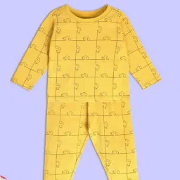 MINIKLUB Kids Yellow Printed Full Sleeves T-Shirt with Pants-picture-35