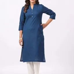 Piroh Blue Cotton Kurta image 4