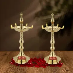 Hazel Gold Brass Samai Diya For Puja - Set of 2-picture-40