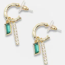 Sohi Gold Plated Party Designer Stone Hoop Earrings image 4