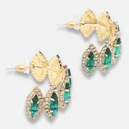 Sohi Gold Plated Party Designer Stone Hoop Earrings image 4