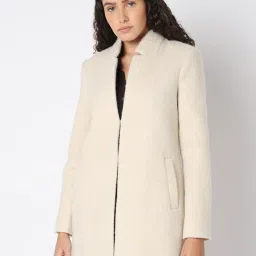 Vero Moda Beige Polyester Regular Fit Textured Coat image 4