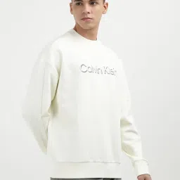 Calvin Klein Off White Cotton Comfort Fit Sweatshirt image 4
