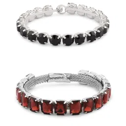 Zaveri Pearls Set of 2 Black & Wine Artificial Stones Embellished Bracelets Set-ZPFK16840 image 4