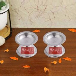 Hazel Silver Stainless Steel Fulwati Diya For Puja - Set of 2-picture-16