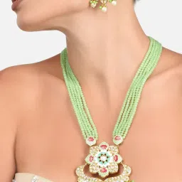 Zaveri Pearls Multicolor meenakari Multistrand crystal Necklace & Earring Set-ZPFK11540 image 4