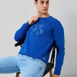 ColorPlus Blue Regular Fit Printed Sweatshirt image 4