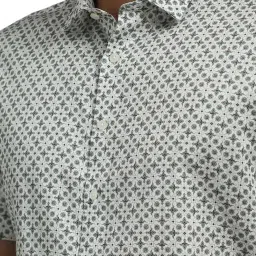 Louis Philippe White Cotton Slim Fit Printed Shirt image 4