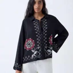 Bombay Paisley by Westside Black Floral Design Shirt-image-47