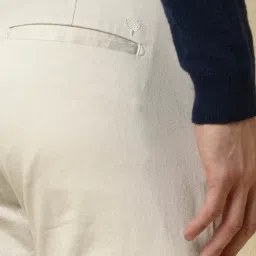 Allen Solly Cream Slim Fit Texture Trousers image 4