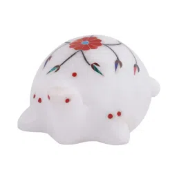Aapno Rajasthan White & Red Marble Tortoise Inlaid With Stone image 4