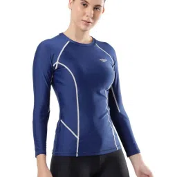 Speedo Blue Self Pattern Swimwear Top image 4