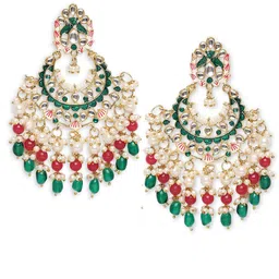 Anouk Gold-Plated Meenakari Kundan Studded Chandbalis Earrings image 4