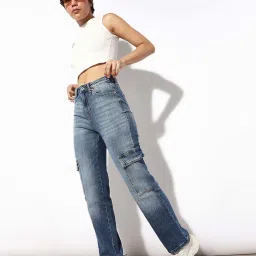 Only Blue Cotton Solid Jeans image 4