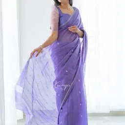 APNISHA Purple Cotton Woven Saree With Unstitched Blouse image 4
