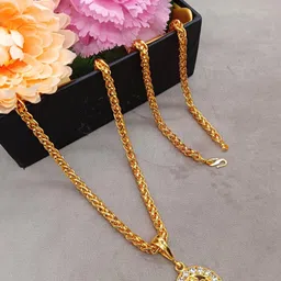 SHANKHRAJ MALL Gold-Plated Circular Pendant with Chain-picture-34