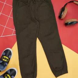 Pantaloons Junior Dark Olive Solid Joggers image 1